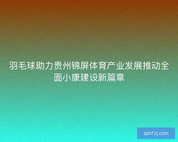 羽毛球助力贵州锦屏体育产业发展推动全面小康建设新篇章 羽毛球助力贵州锦屏体育产业发展推动全面小康建设新篇章